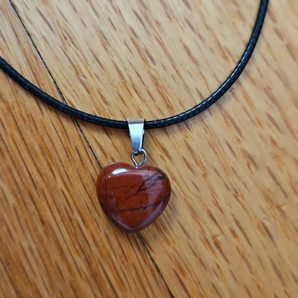 Heart-Shaped Mahogany Pendant Necklace